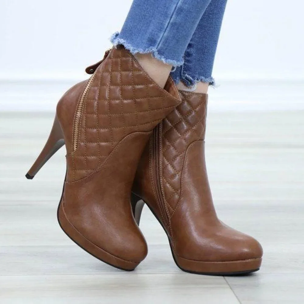 Platform High Heel Ankle Boots Fur inside - Picture 8 of 15